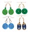 Earrings made of plastic and glass on a white background blue an