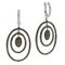 Earrings oval shape silver French lock, white gold with black diamonds