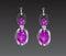 Earrings purple diamond vector illustration