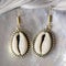 Earrings with sea shells in brass decorative oval