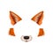 Ears, nose and cheeks of red fox. Elements of animal face. Flat vector design for selfie photo decor or video chat