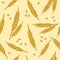 Ears of wheat hand drawn seamless pattern. Whole grain, natural, organic background for bakery package, bread products.