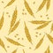 Ears of wheat hand drawn seamless pattern. Whole grain, natural, organic background for bakery package, bread products. Vector ill