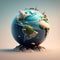 Earth in 3D globe, Earth in 3D, Virtual journey through Earth in 3D globe, 3D illustration, Frozen Earth, Terrestrial globe