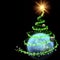 Earth with abstract christmas tree spiral