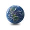 Earth - America white . Earth globe model, maps courtesy of NASA.3d rendering.