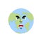 Earth angry Emoji. Planet aggressive emotion isolated