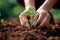 Earth care Person planting saplings, fostering environmental sustainability and growth