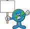 Earth Cartoon Mascot Character Protesting