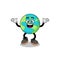 earth cartoon searching with happy gesture