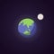 Earth cute blue planet icon. Vector cartoon ilustration space