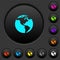 Earth dark push buttons with color icons