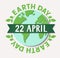 Earth Day. 22 april. Vector stamp with abstract Earth globe and decorative ribbon