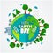 Earth Day background for environment symbols on clean earth