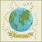 Earth Day banner. Vector illustration in hand drawn vintage style. 22 April celebration