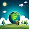 Earth day banner and World Environment day concept featuring cute style Green. Generative Ai