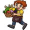Earth Day Child Carrying Harvest Cartoon Clipart