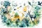 Earth Day: Design an abstract watercolor pattern with elements of nature