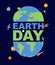Earth Day emblem. Logo for Holidays of Earth. Silhouette of con
