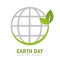 Earth day environmentalism symbol with green leaves