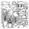 Earth Day Girl Watering Plants Coloring Page