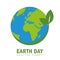 Earth day globe environmentalism symbol with green leaves