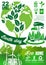 Earth Day holiday poster with green planet, tree