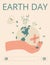 Earth Day. Hurt globe in human hand. Sick planet protect. Climate change and ecological problems. Vector illustration