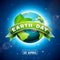 Earth Day illustration with Planet and Green Leaf. World map background on april 22 environment concept. Vector design