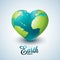 Earth Day illustration with Planet In the Heart. World map background on april 22 environment concept. Vector design for
