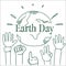 Earth Day Poster Design With Hands Raised To Planet Happy Holiday Sketch Greeting Card