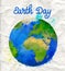 Earth day poster with watercolor globe vector