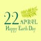 Earth day save the planet illustration april 22 with yellow background and leaves