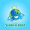 Earth Day World Cartoon Character Globe Wear Crown