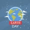 Earth Day World National April Holiday Globe Nigth View Emblem Ecological Protection Concept