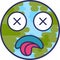 Earth dead reaction expression facial emoji vector