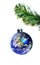 Earth decoration hanging on christmas tree