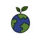 Earth doodle icon, vector illustration