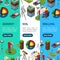 Earth Exploration Concept Banner Vecrtical Set 3d Isometric View. Vector