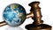 The Earth and a gavel. Concept of justice