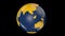Earth Globe Blue and Yellow Rotating against black, loop