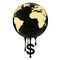 Earth globe dripping dollar sign oil or diesel