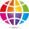 Earth globe or earth in color, earth globe and multimedia logo