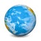 Earth globe focused on Pacific Ocean. Realistic topographical lands and oceans with bathymetry. 3D object isolated on