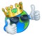 Earth Globe King Crown Shades Cartoon World Mascot