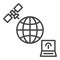 Earth Globe with Laptop and Satellite vector Satellite Broadband concept outline icon