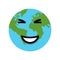Earth globe laughs