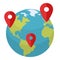 Earth Globe with Location Markers Flat Icon