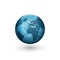 Earth globe logo mockup design, creative 3d shape blue planet with continents