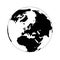 Earth globe monochrome icon. Eurasia and Africa black silhouette